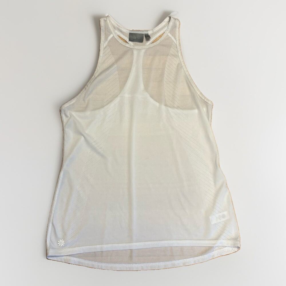Athleta Racerback Top Women Medium Tank White Colorblock Breathable Mesh Fitness